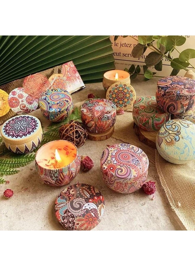 مجموعة شموع معطرة للعلاج بالروائح العلاجية، شمع الصويا الطبيعي مع روائح الزهور، وقت احتراق طويل ، علبة قصدير للسفر، الاسترخاء، اليوغا، ديكور المنزل، قطعة مركزية، عشاء رومانسي (2، ازرق سماوي) - Image 4